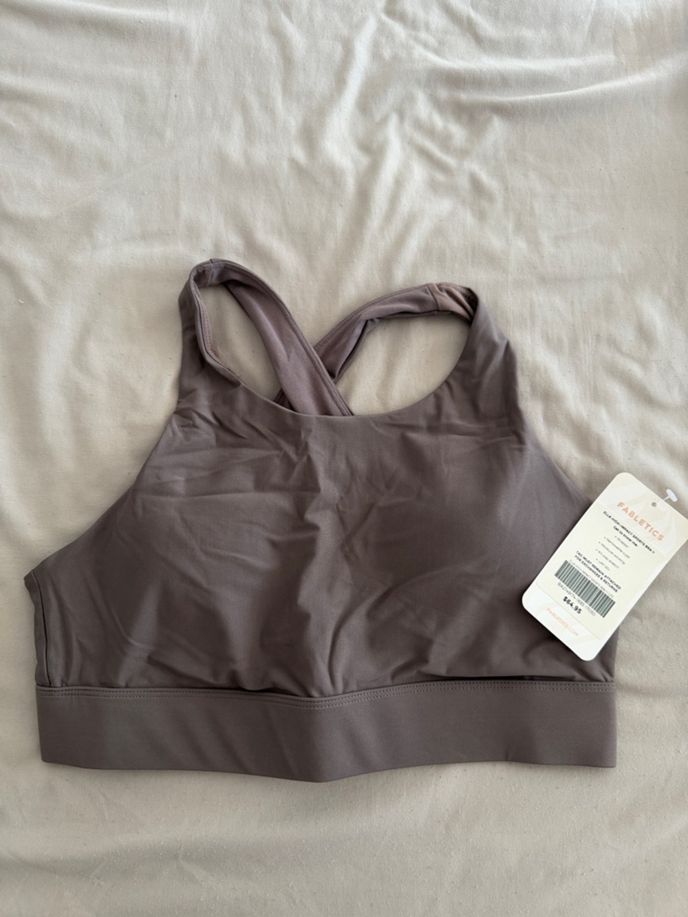 Fabletics Cross-Back Sports Bra - Taupe Mauve